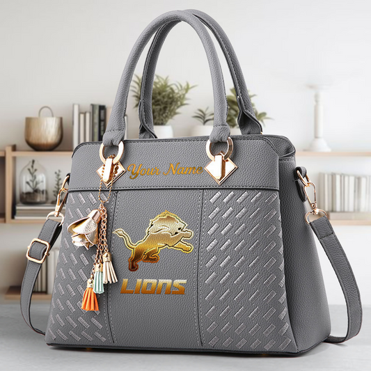 LIMITED EDITION - NEW CUSTOMIZED NFL04 DTL DETROIT LIONS LUXURY HANDBAG IN MULTIPLE COLORS