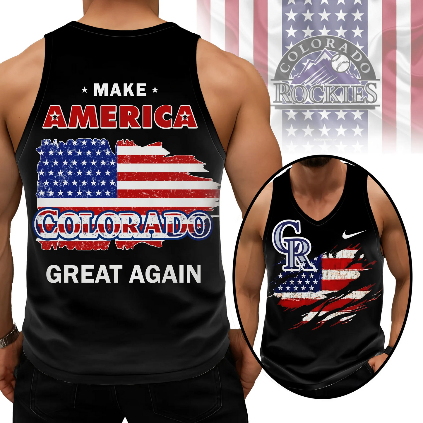LIMITED EDITION - NEW CUSTOMIZED MLB30 COR COLORADO ROCKIES UNISEX TANK TOP