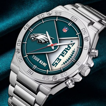 LIMITED EDITION - NEW CUSTOMIZED NFL02 PPE PHILADELPHIA EAGLES LUXURY STAINLESS STEEL WATCH