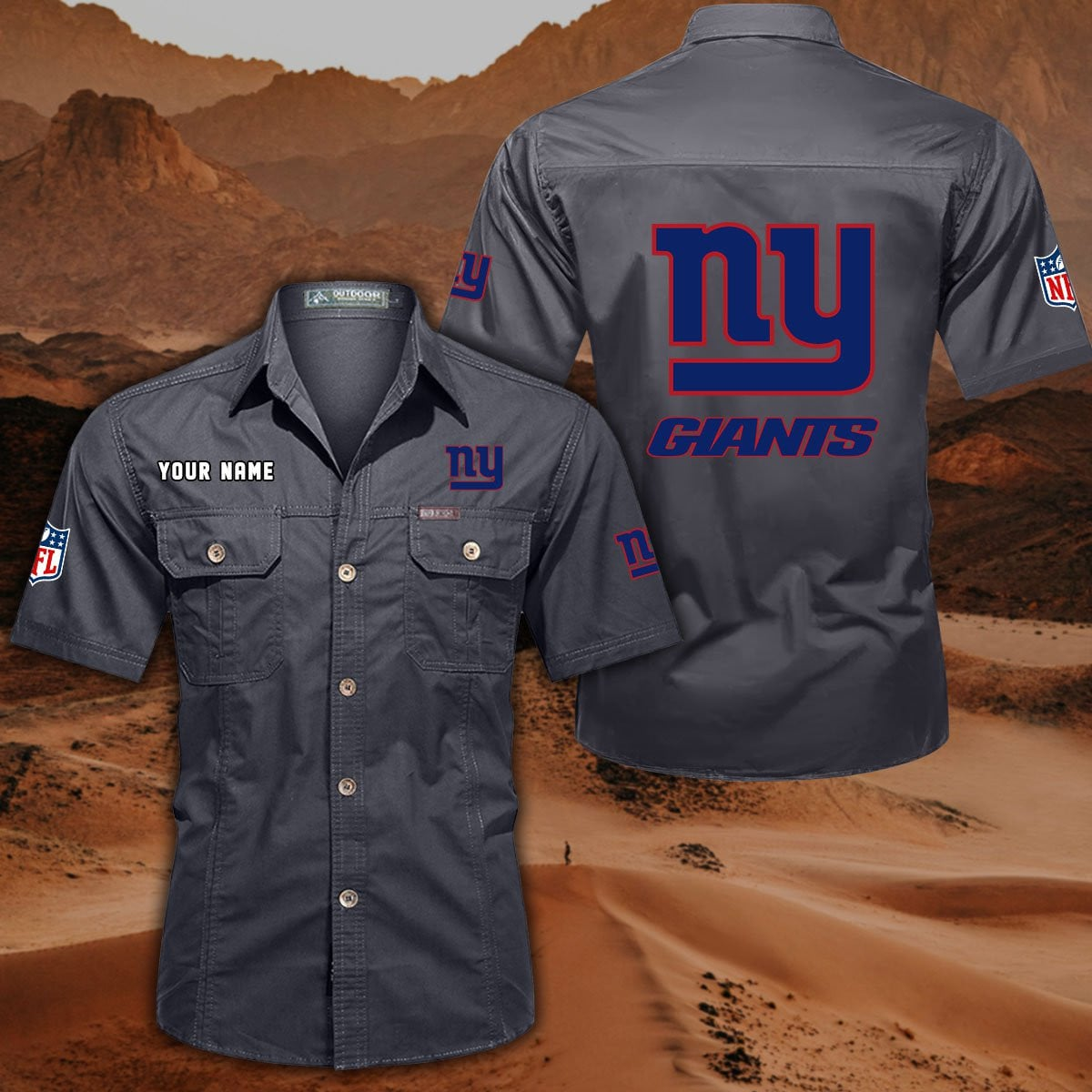 SPECIAL EDITION - NEW CUSTOMIZED NFL32 NYG NEW YORK GIANTS MUTICOLOR MEN'S CARGO SHIRT
