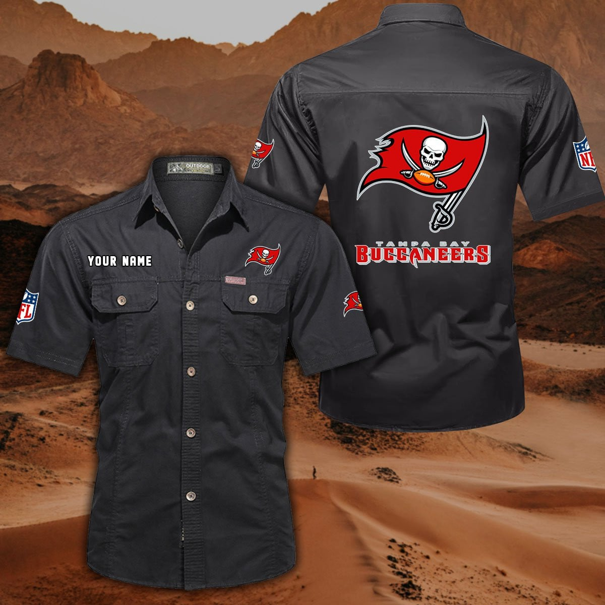 SPECIAL EDITION - NEW CUSTOMIZED NFL10 TBB TAMPA BAY BUCCANEERS MUTICOLOR MEN'S CARGO SHIRT