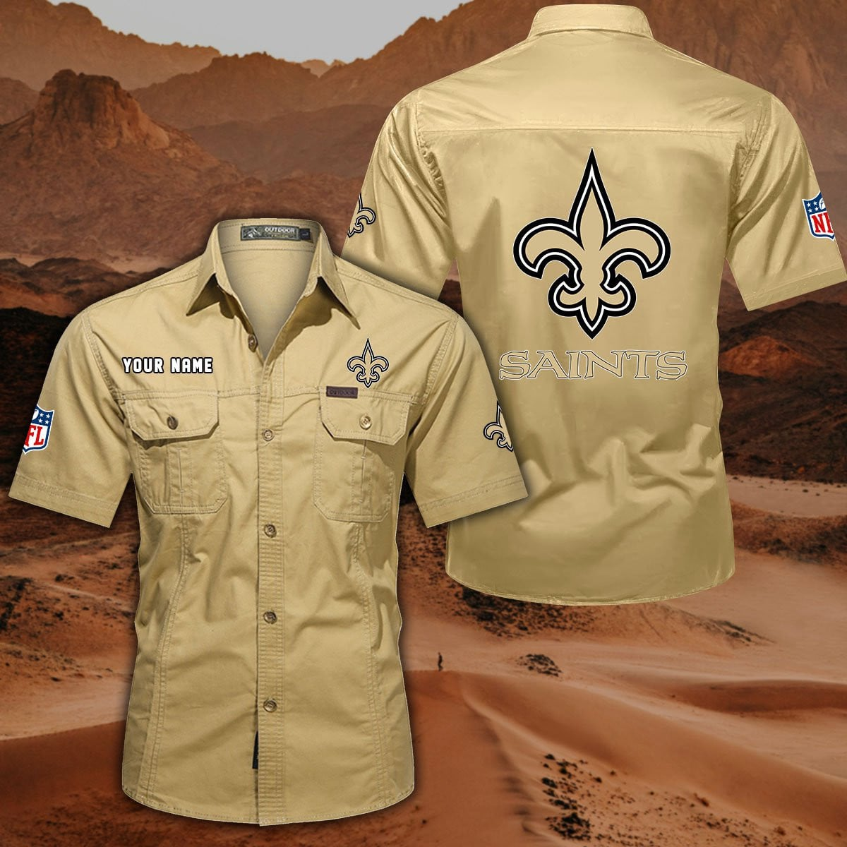 SPECIAL EDITION - NEW CUSTOMIZED NFL24 NOS NEW ORLEANS SAINTS MUTICOLOR MEN'S CARGO SHIRT