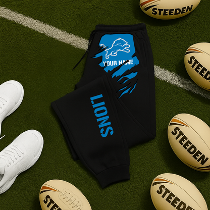 LIMITED EDITION - NEW PERSONALIZED NFL04 DTL DETROIT LIONS JOGGERS