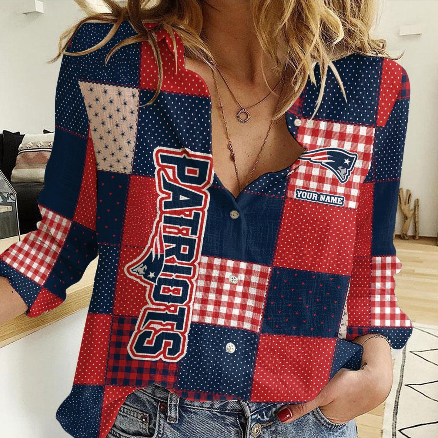 LIMITED EDITION - NEW CUSTOMIZED NFL27 NEP NEW ENGLAND PATRIOTS WOMEN CASUAL SHIRT FOR FAN