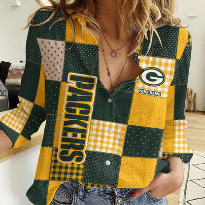 LIMITED EDITION - NEW CUSTOMIZED NFL08 GBP GREEN BAY PACKERS WOMEN CASUAL SHIRT FOR FAN