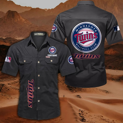 LIMITED EDITION - NEW CUSTOMIZED MLB22 MTS MINNESOTA TWINS MEN'S CARGO SHIRT