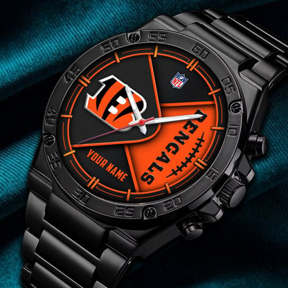 LIMITED EDITION - NEW CUSTOMIZED NFL16 CCB CINCINNATI BENGALS LUXURY STAINLESS STEEL WATCH