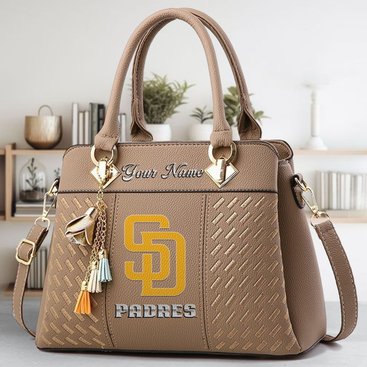 LIMITED EDITION - NEW CUSTOMIZED MLB18 SDP SAN DIEGO PADRES ZIP HANDBAG MULTICOLOR