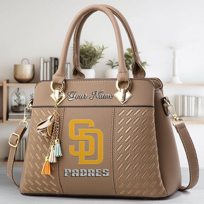 LIMITED EDITION - NEW CUSTOMIZED MLB18 SDP SAN DIEGO PADRES ZIP HANDBAG MULTICOLOR