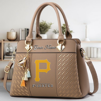 LIMITED EDITION - NEW CUSTOMIZED MLB29 PHP PITTSBURGH PIRATES ZIP HANDBAG MULTICOLOR