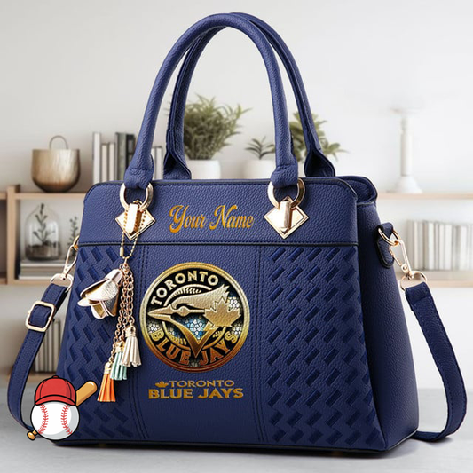 LIMITED EDITION - NEW CUSTOMIZED MLB12 TBJ TORONTO BLUE JAYS ZIP HANDBAG MULTICOLOR