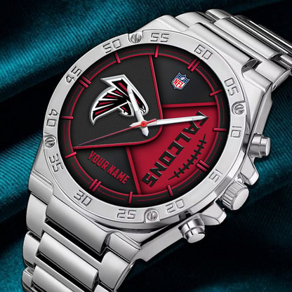 LIMITED EDITION - NEW CUSTOMIZED NFL18 ATF ATLANTA FALCONS LUXURY STAINLESS STEEL WATCH