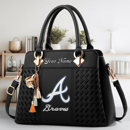 LIMITED EDITION - NEW CUSTOMIZED MLB09 ABS ATLANTA BRAVES ZIP HANDBAG MULTICOLOR
