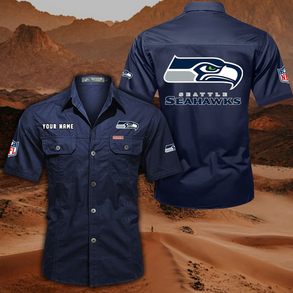 SPECIAL EDITION - NEW CUSTOMIZED NFL06 SSH SEATTLE SEAHAWKS MUTICOLOR MEN'S CARGO SHIRT