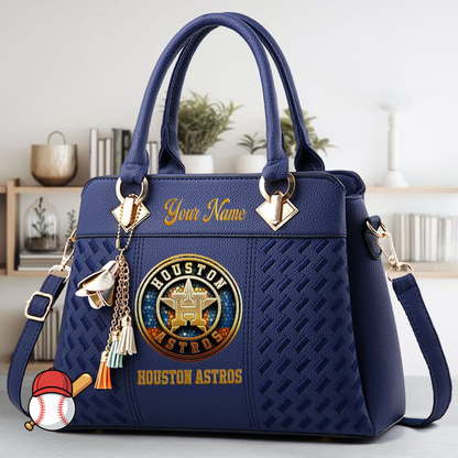 LIMITED EDITION - NEW CUSTOMIZED MLB10 HAS HOUSTON ASTROS ZIP HANDBAG MULTICOLOR