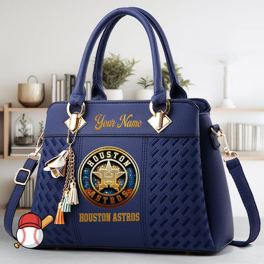 LIMITED EDITION - NEW CUSTOMIZED MLB10 HAS HOUSTON ASTROS ZIP HANDBAG MULTICOLOR