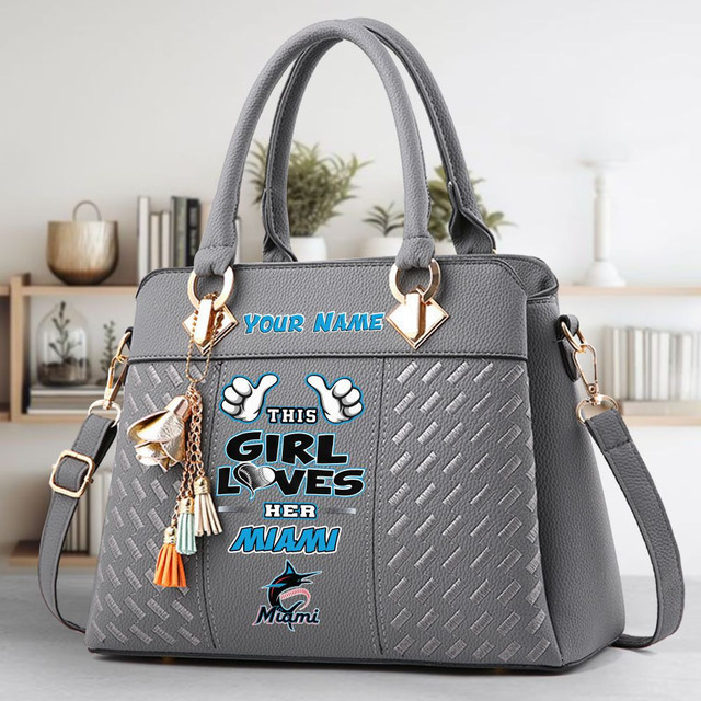 LIMITED EDITION - NEW CUSTOMIZED MLB20 MMS MIAMI MARLINS ZIP HANDBAG MULTICOLOR