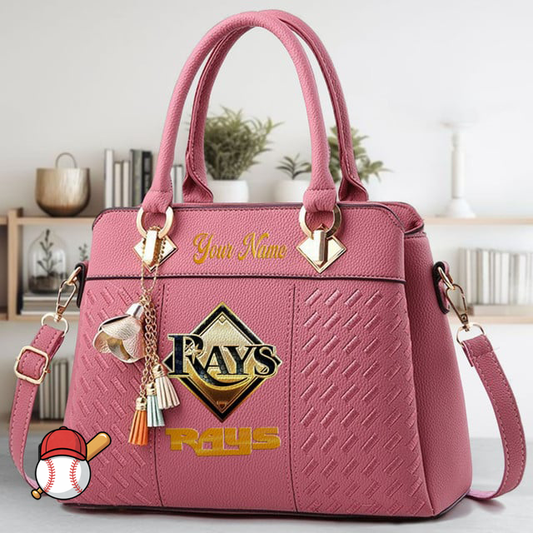 LIMITED EDITION - NEW CUSTOMIZED MLB21 TBR TAMPA BAY RAYS ZIP HANDBAG MULTICOLOR