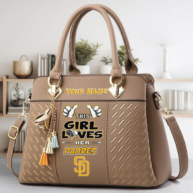 LIMITED EDITION - NEW CUSTOMIZED MLB18 SDP SAN DIEGO PADRES ZIP HANDBAG MULTICOLOR