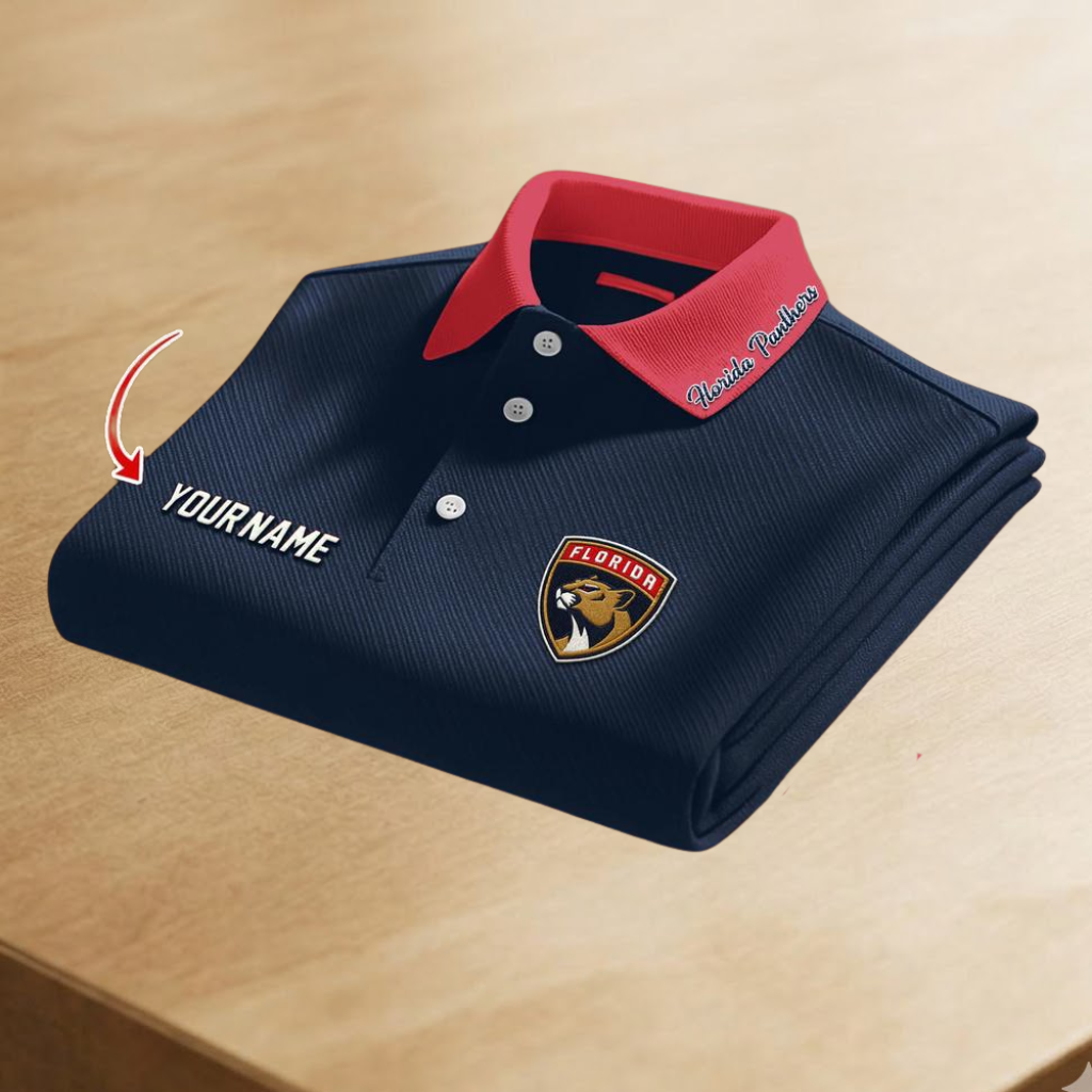 LIMITED EDITION - NEW CUSTOMIZED NHL01 FPT FLORIDA PANTHERS POLO SHIRT