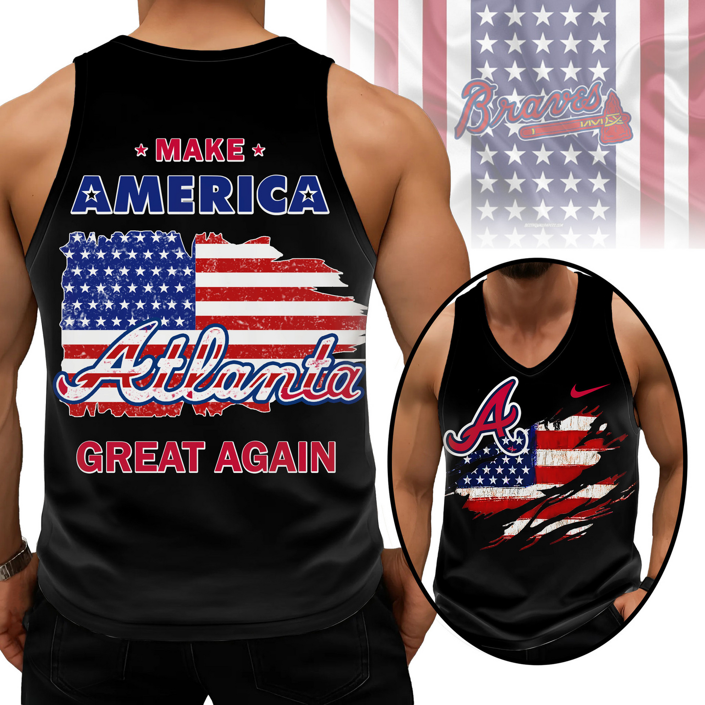 LIMITED EDITION - NEW CUSTOMIZED MLB09 ABS ATLANTA BRAVES UNISEX TANK TOP