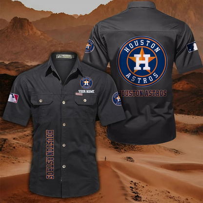 LIMITED EDITION - NEW CUSTOMIZED MLB10 HAS HOUSTON ASTROS MEN'S CARGO SHIRT