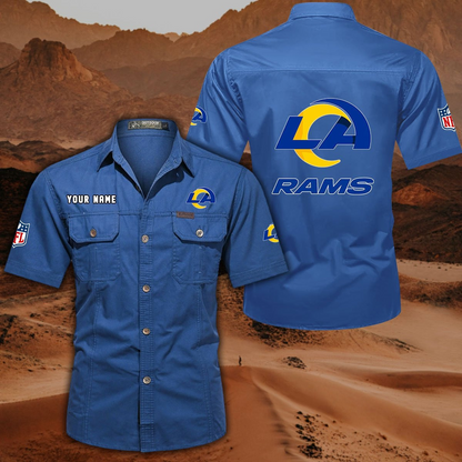 SPECIAL EDITION - NEW CUSTOMIZED NFL22 LAR LOS ANGELES RAMS MUTICOLOR MEN'S CARGO SHIRT