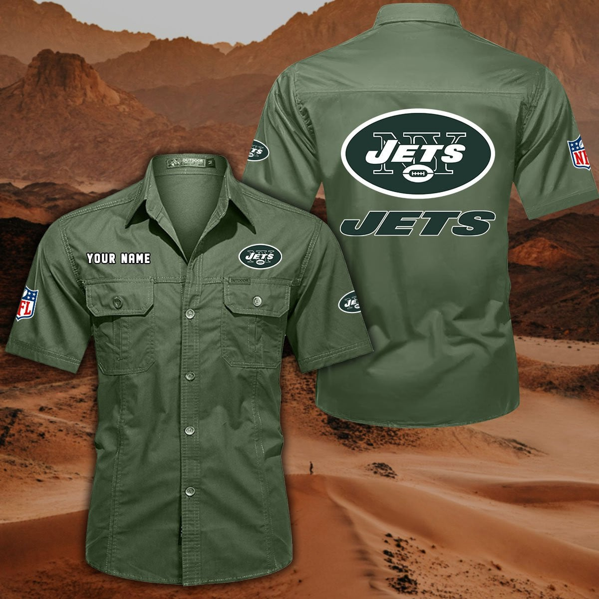 SPECIAL EDITION - NEW CUSTOMIZED NFL25 NYJ NEW YORK JETS MUTICOLOR MEN'S CARGO SHIRT