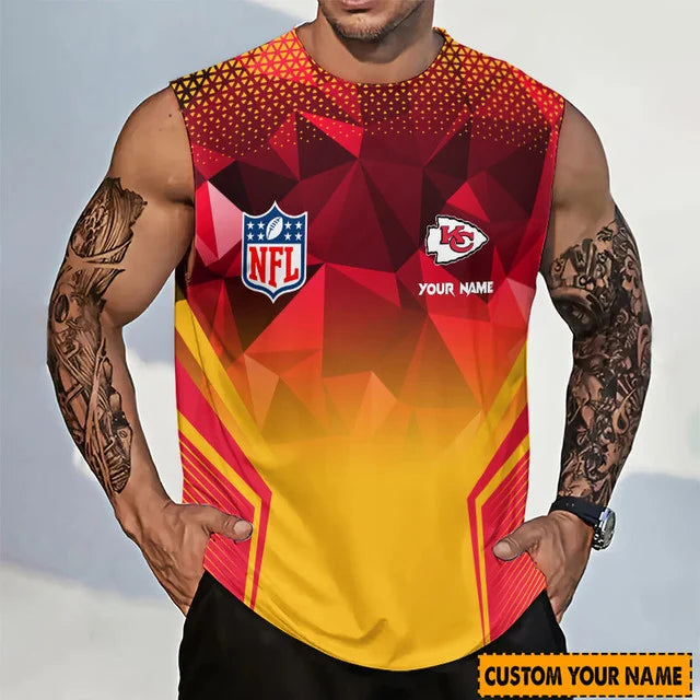LIMITED EDITION - NEW CUSTOMIZED NFL01 KCC KANSAS CITY CHIEFS MEN'S GYM SHIRT