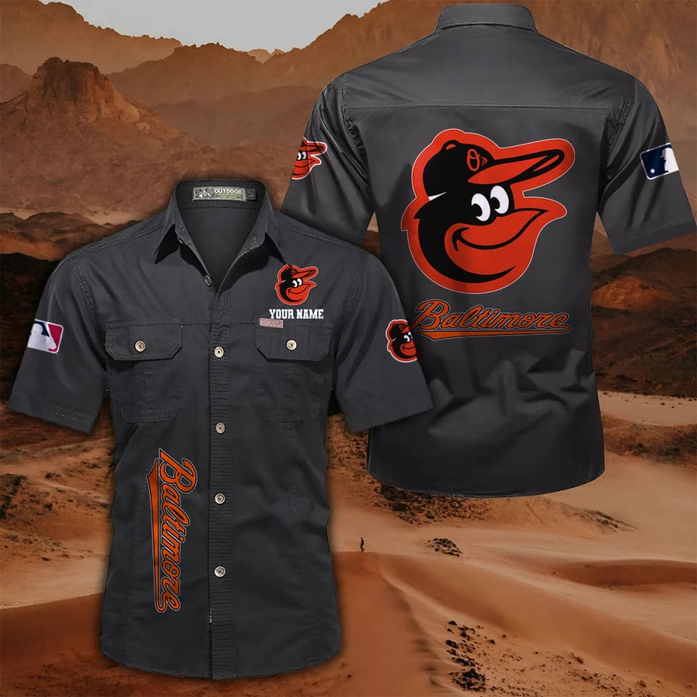 LIMITED EDITION - NEW CUSTOMIZED MLB25 BOS BALTIMORE ORIOLES MEN'S CARGO SHIRT