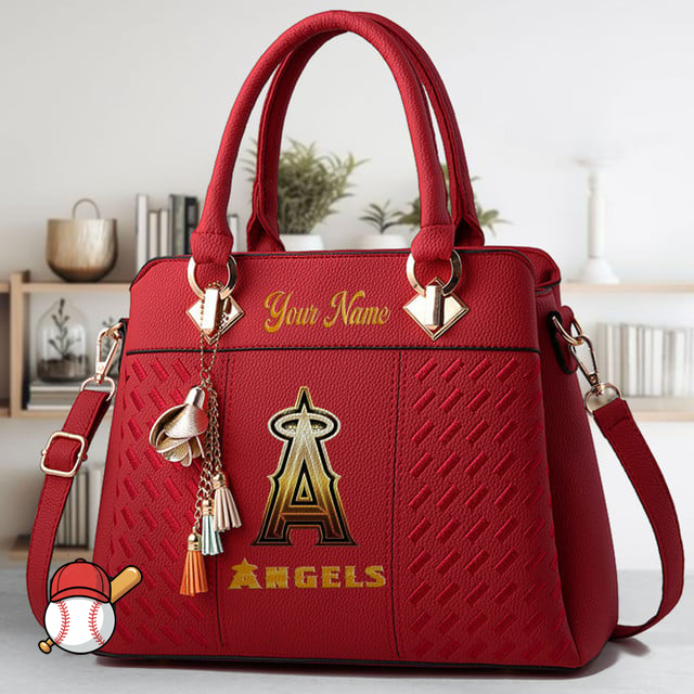LIMITED EDITION - NEW CUSTOMIZED MLB27 LAA LOS ANGELES ANGELS ZIP HANDBAG MULTICOLOR