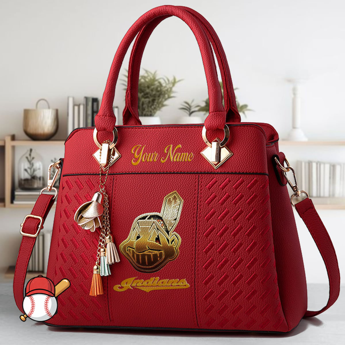 LIMITED EDITION - NEW CUSTOMIZED MLB13 CGS CLEVELAND GUARDIANS ZIP HANDBAG MULTICOLOR