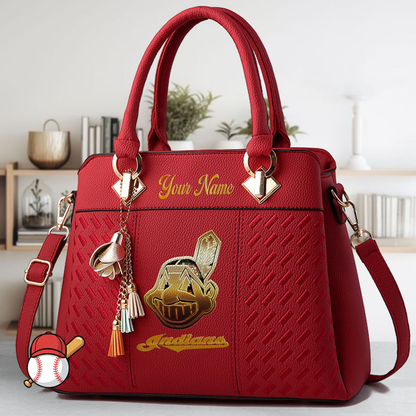 LIMITED EDITION - NEW CUSTOMIZED MLB13 CGS CLEVELAND GUARDIANS ZIP HANDBAG MULTICOLOR