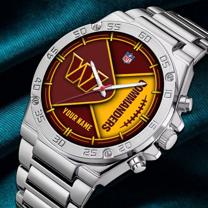 LIMITED EDITION - NEW CUSTOMIZED NFL12 WTC WASHINGTON COMMANDERS LUXURY STAINLESS STEEL WATCH