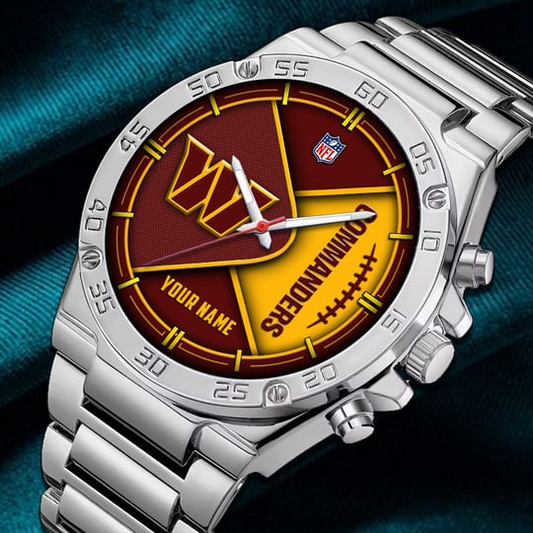 LIMITED EDITION - NEW CUSTOMIZED NFL12 WTC WASHINGTON COMMANDERS LUXURY STAINLESS STEEL WATCH