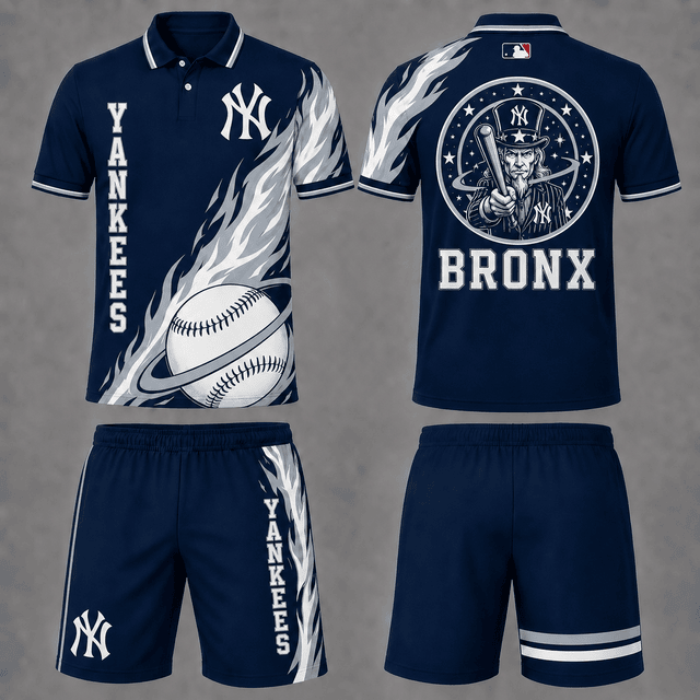 [FLASH SALE] NEW CUSTOMIZED MLB01 NYY NEW YORK YANKEES POLO SHIRT & SHORT PANTS SET