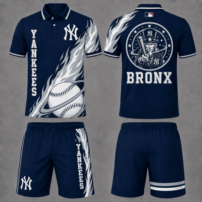 [FLASH SALE] NEW CUSTOMIZED MLB01 NYY NEW YORK YANKEES POLO SHIRT & SHORT PANTS SET