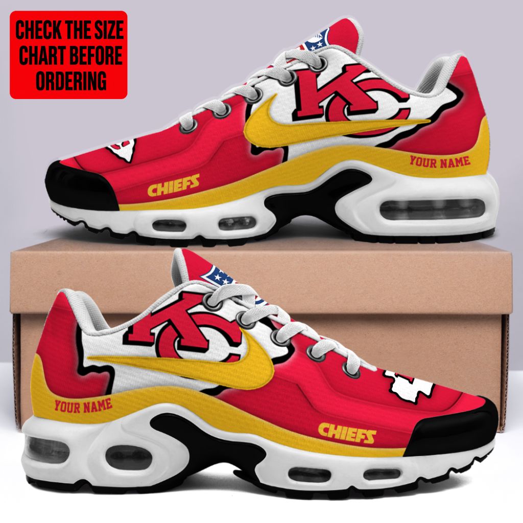 LIMITED EDITION - NEW CUSTOMIZED NFL01 KCC KANSAS CITY CHIEFS AIR MAX PLUS SNEAKERS