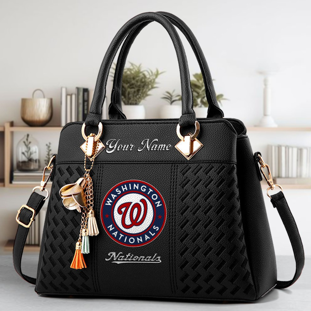 LIMITED EDITION - NEW CUSTOMIZED MLB28 WNS WASHINGTON NATIONALS ZIP HANDBAG MULTICOLOR