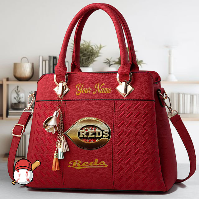 LIMITED EDITION - NEW CUSTOMIZED MLB05 CRS CINCINNATI REDS ZIP HANDBAG MULTICOLOR