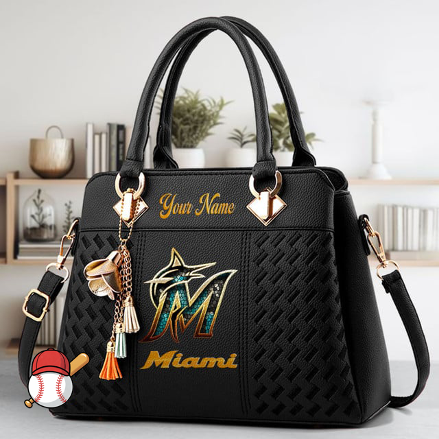 LIMITED EDITION - NEW CUSTOMIZED MLB20 MMS MIAMI MARLINS ZIP HANDBAG MULTICOLOR