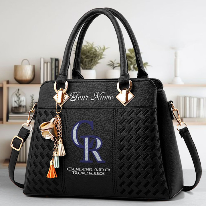 LIMITED EDITION - NEW CUSTOMIZED MLB30 COR COLORADO ROCKIES ZIP HANDBAG MULTICOLOR