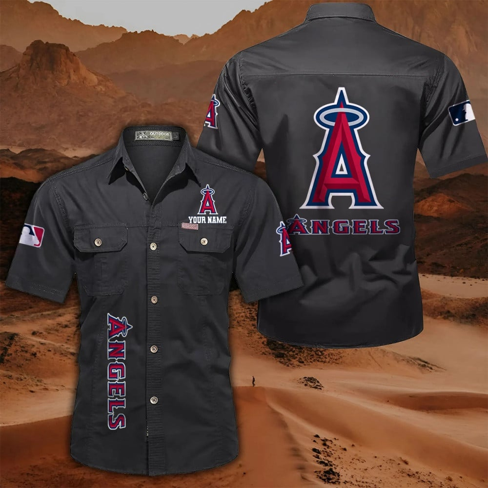 LIMITED EDITION - NEW CUSTOMIZED MLB27 LAA LOS ANGELES ANGELS  MEN'S CARGO SHIRT