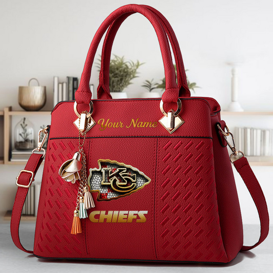LIMITED EDITION - NEW CUSTOMIZED NFL01 KCC KANSAS CITY CHIEFS LUXURY HANDBAG IN MULTIPLE COLORS