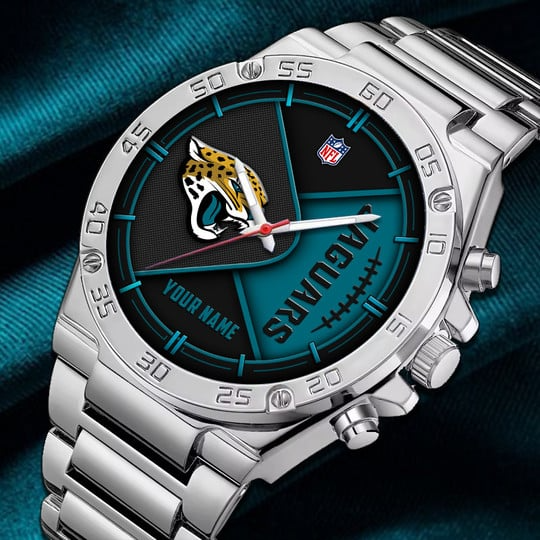 LIMITED EDITION - NEW CUSTOMIZED NFL30 JSJ JACKSONVILLE JAGUARS LUXURY STAINLESS STEEL WATCH