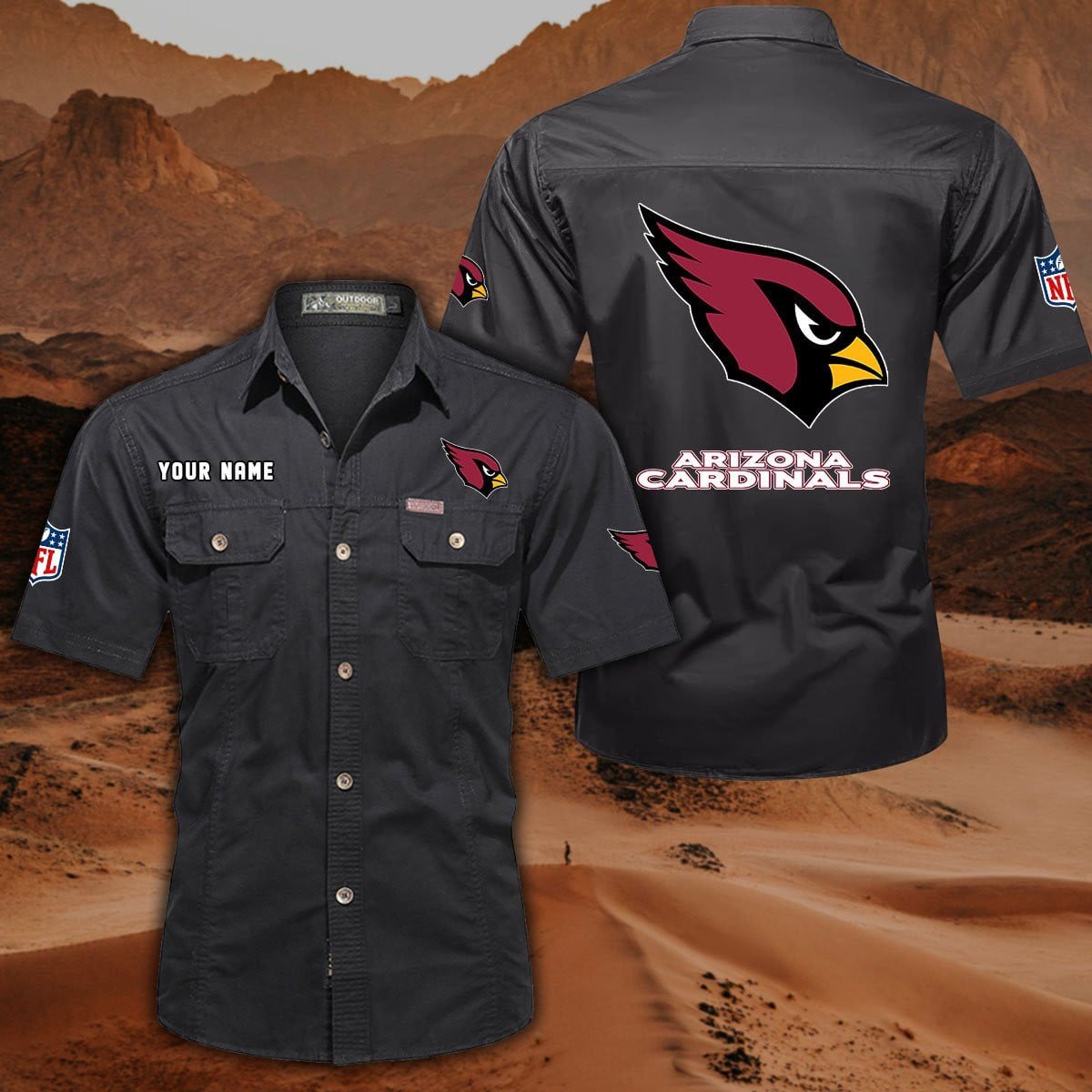SPECIAL EDITION - NEW CUSTOMIZED NFL20 ARC ARIZONA CARDINALS MUTICOLOR MEN'S CARGO SHIRT