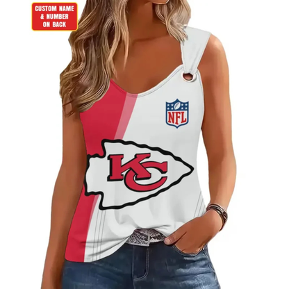 [SPECIAL OFFER] NEW CUSTOMIZED NFL01 KCC KANSAS CITY CHIEFS O-RING SHOULDER TANK TOP