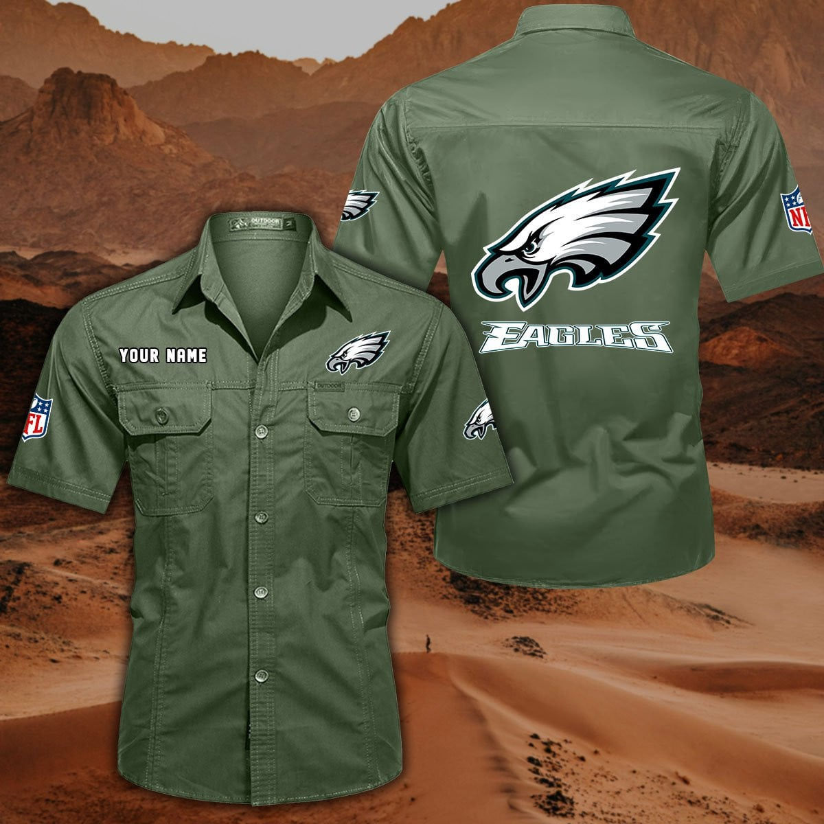 SPECIAL EDITION - NEW CUSTOMIZED NFL02 PPE PHILADELPHIA EAGLES MUTICOLOR MEN'S CARGO SHIRT