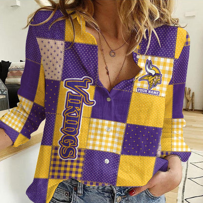 LIMITED EDITION - NEW CUSTOMIZED NFL05 MVK MINNESOTA VIKINGS WOMEN CASUAL SHIRT FOR FAN