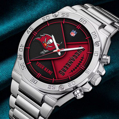 LIMITED EDITION - NEW CUSTOMIZED NFL10 TBB TAMPA BAY BUCCANEERS LUXURY STAINLESS STEEL WATCH